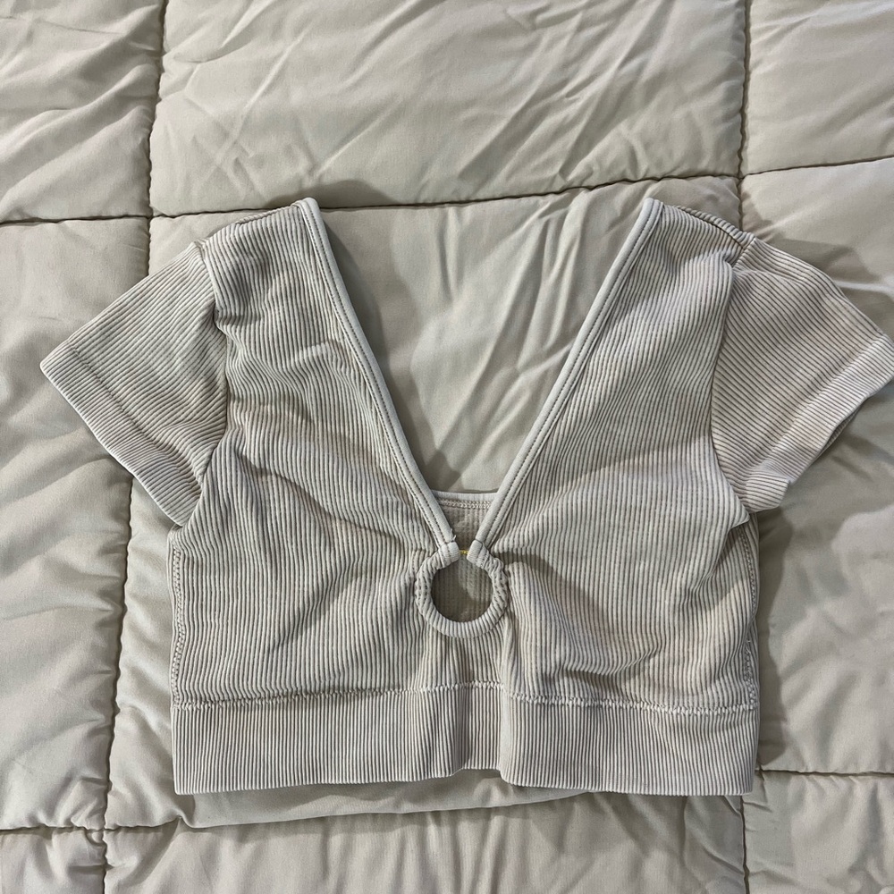 Aerie Cream Ribbed Ring Detail Bralette